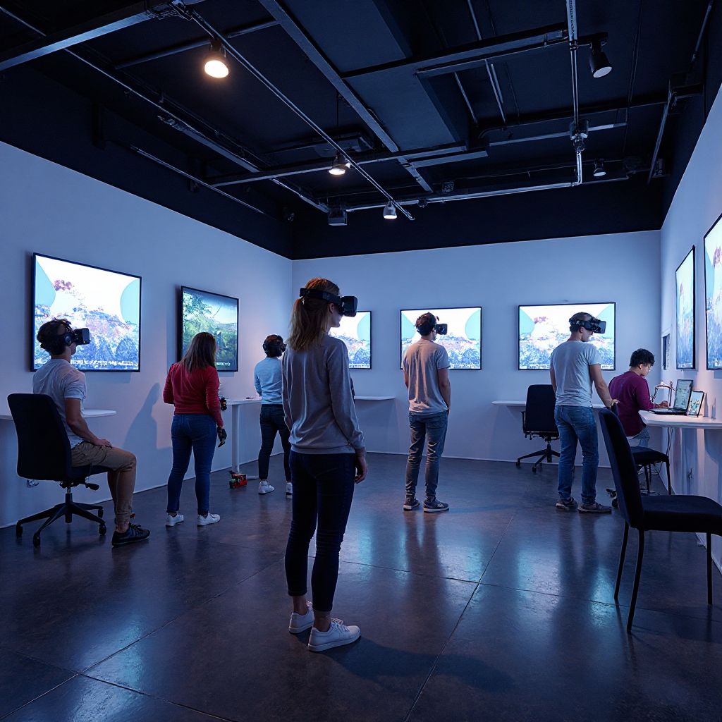 Virtual reality gaming zone with players