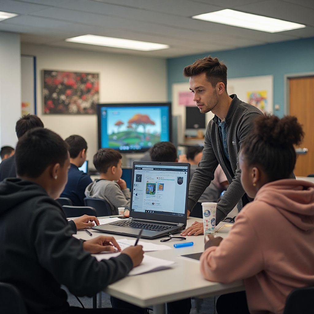 Workshop space during coding class for teenagers