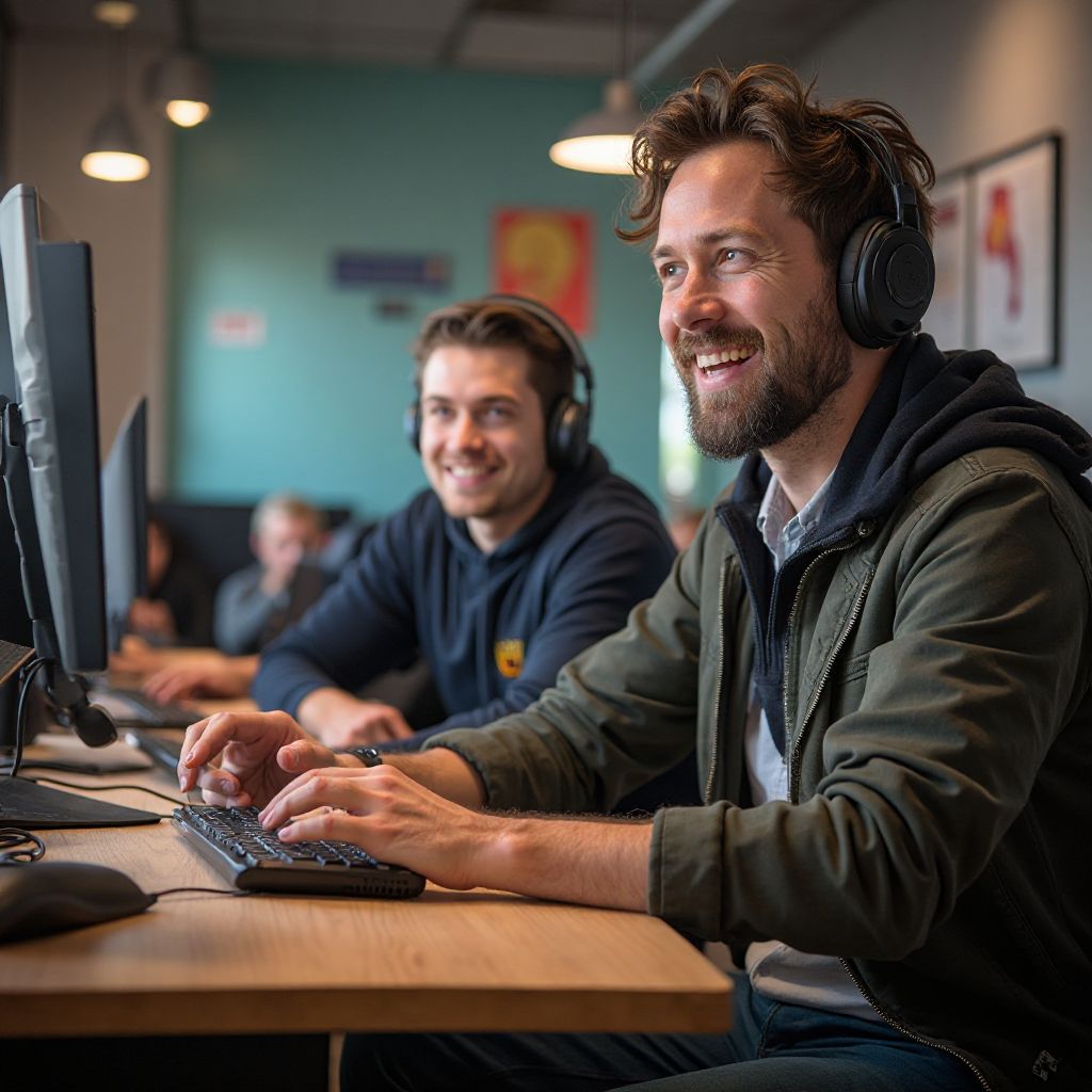 Beginner's workshop with young gamers learning basics